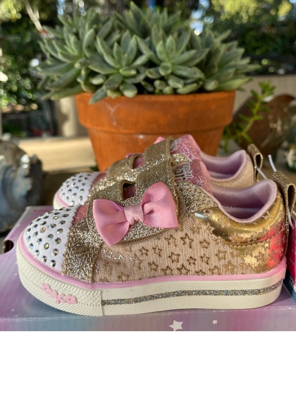 Sparkly Pink & Gold SKETCHERS Light Up